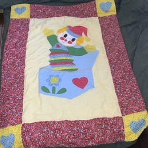 handmade quilt kids clown flannel flower‎ heart floral baby blanket throw